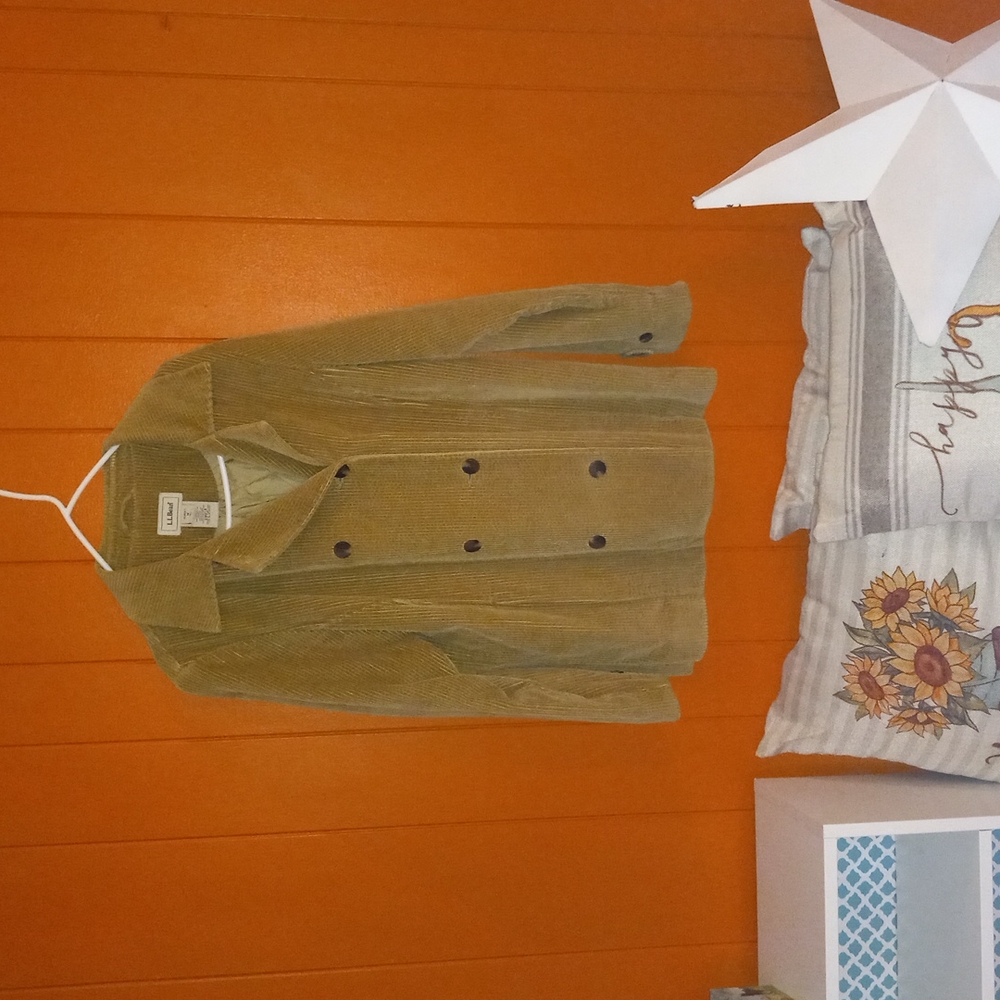 Corduroy LlBean coat khaki green medium